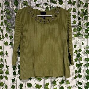 Elegant Olive Green Ribbed Cardigan